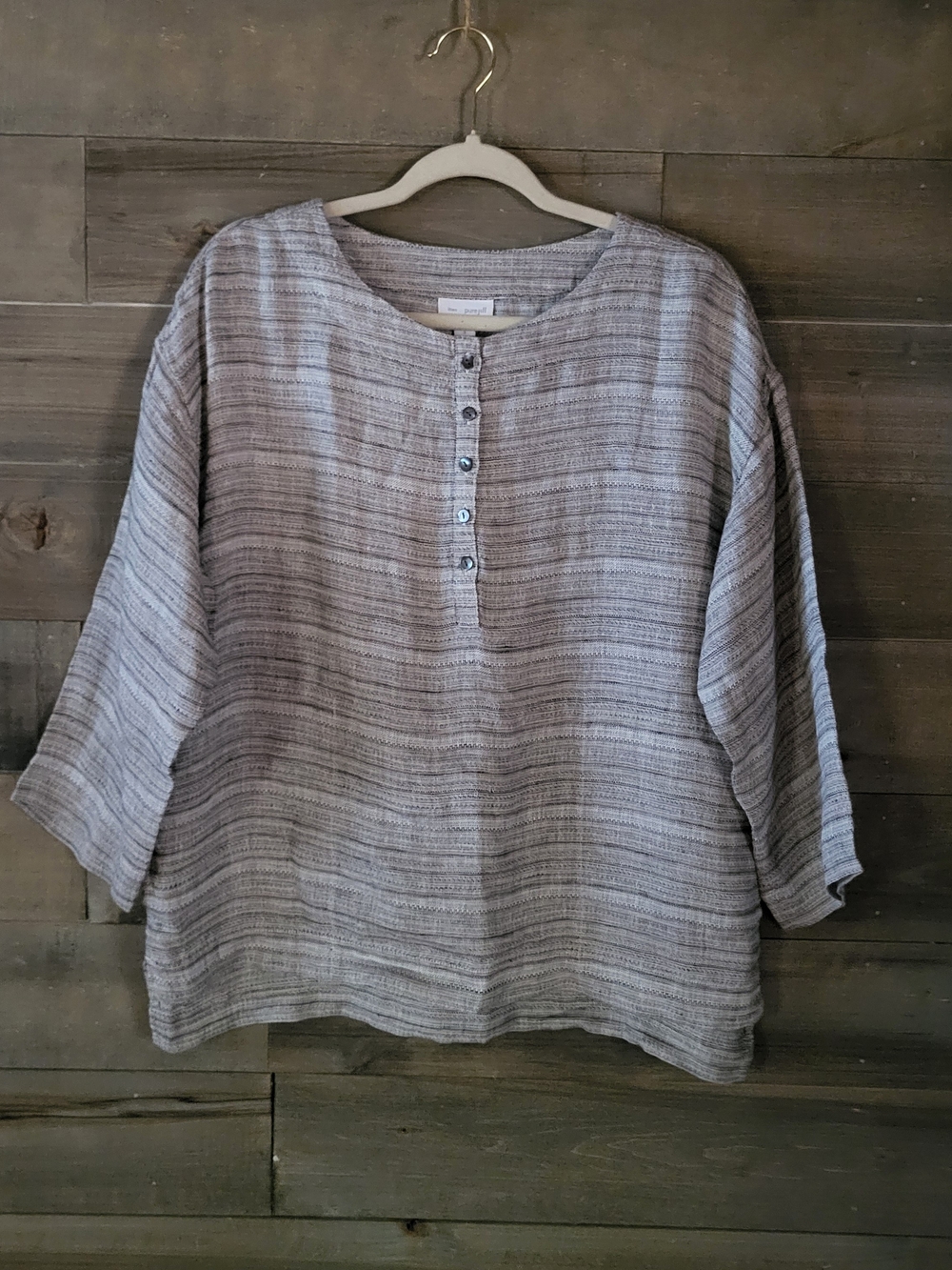 J. Jill 100% Linen Tunic Top Button Placket Oversized Soft Small